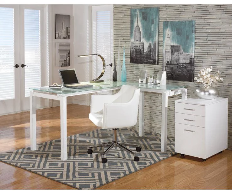 Baraga White L-Shaped Corner Desk - Image 3