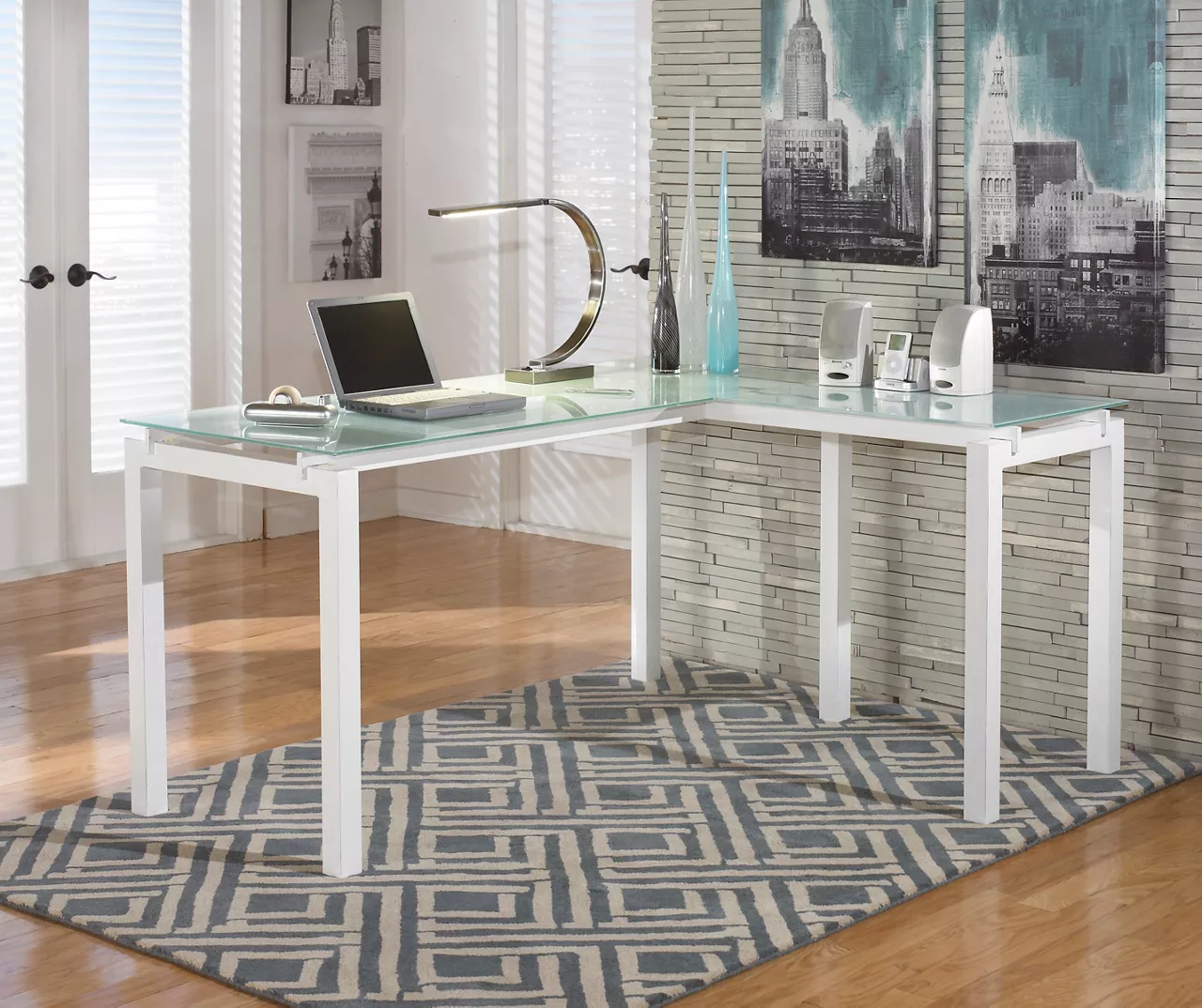 Baraga White L-Shaped Corner Desk - Image 2