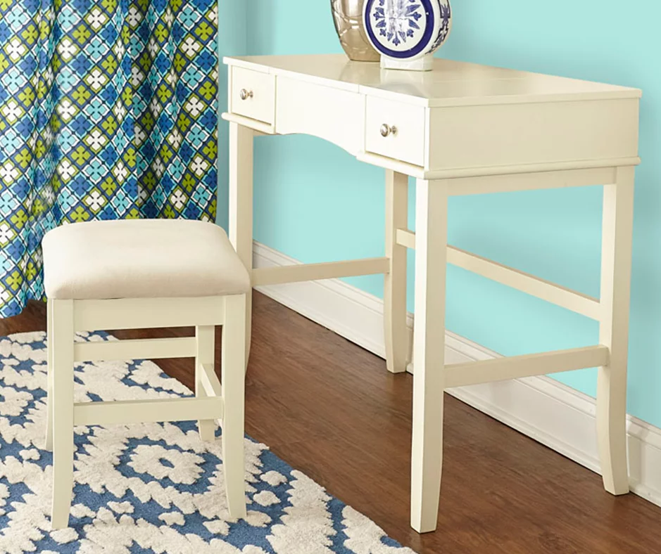 Caroline Cream Mirror Vanity Set With Stool - Image 3