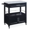 Black Double Door Kitchen Cart With Granite Top