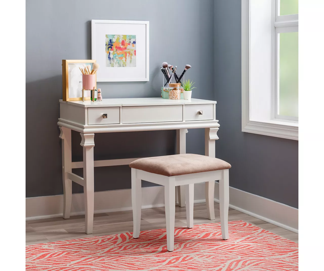 Martha Mirror Vanity Set With Stool - Image 8