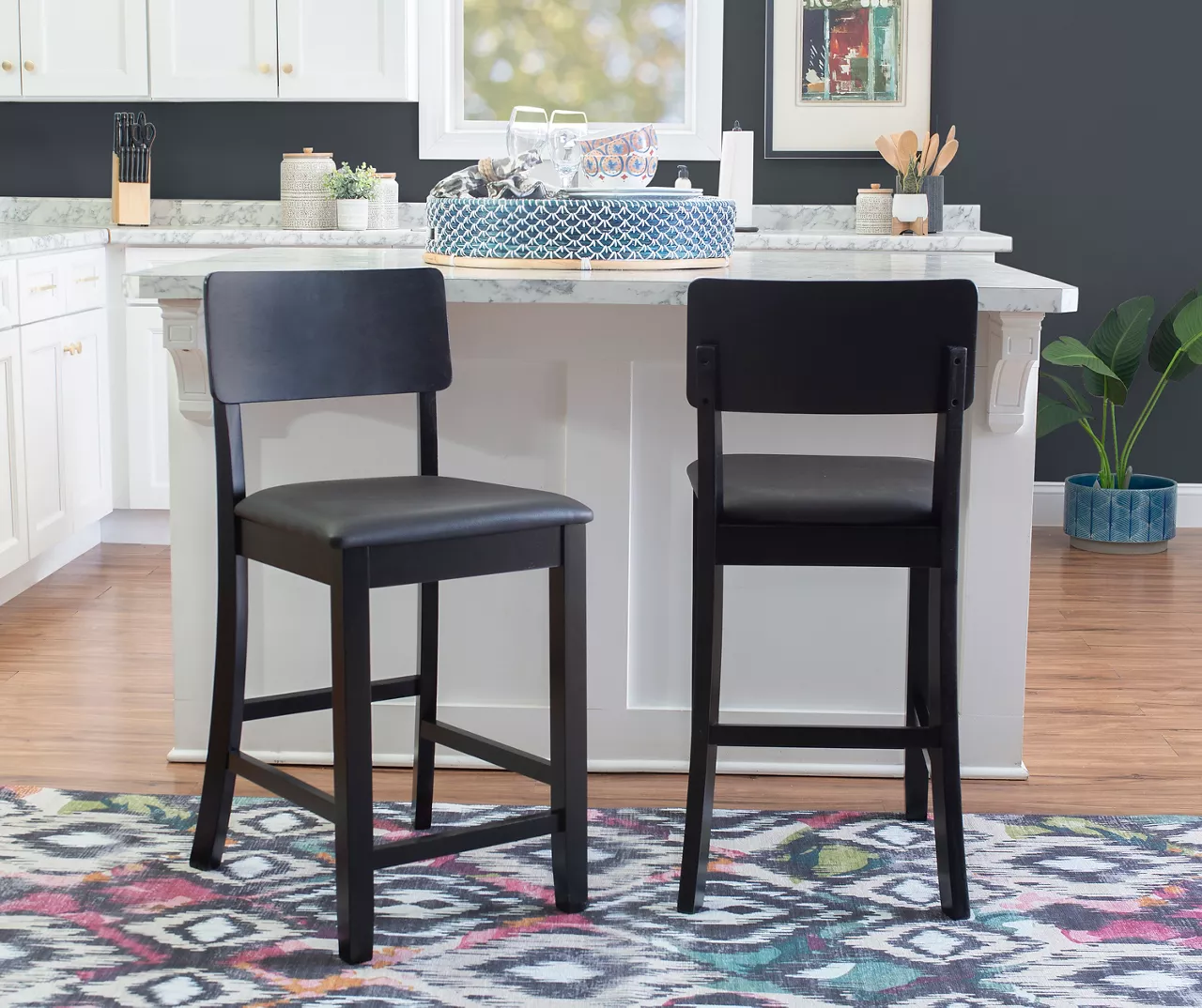 24" Black Contemporary Counter Stool - Image 2