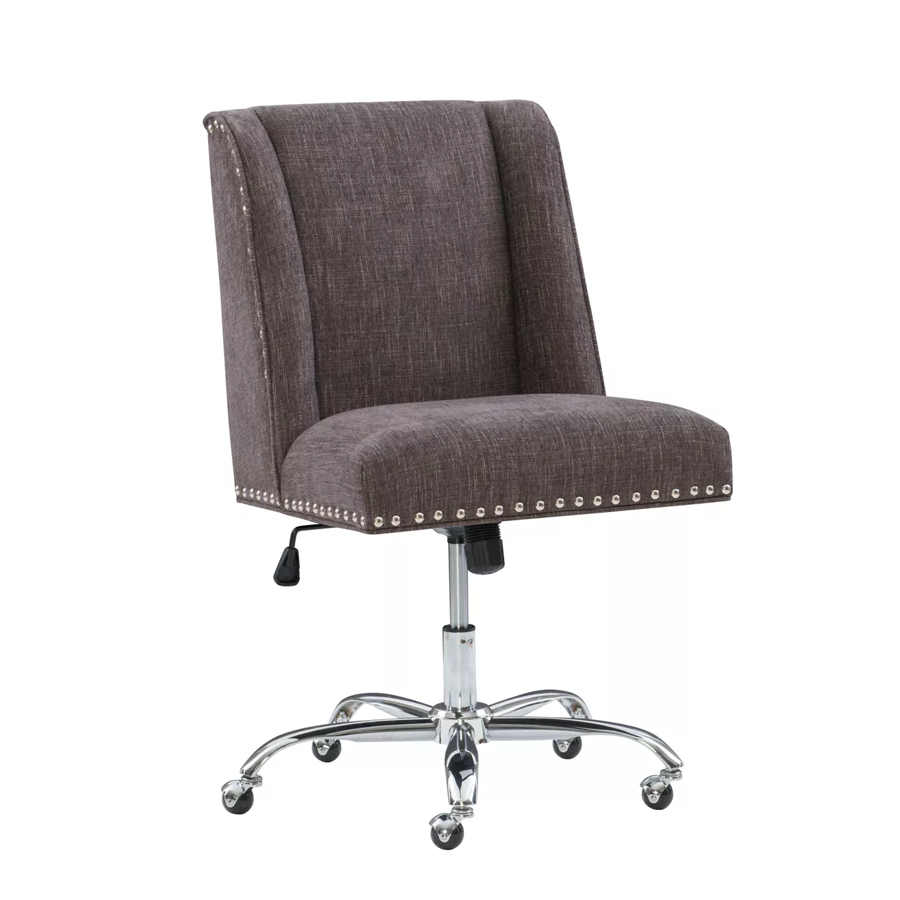 Charcoal Gray Square Back Office Chair With Nailhead Trim - Image 2
