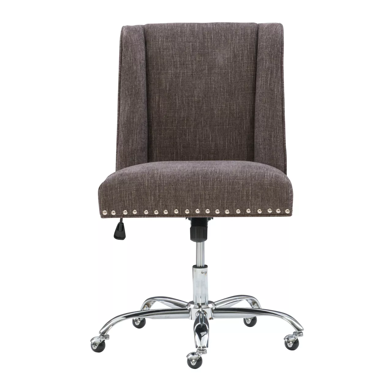 Charcoal Gray Square Back Office Chair With Nailhead Trim