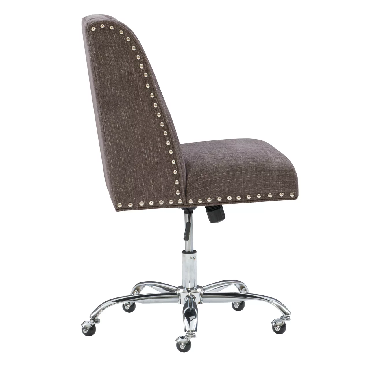Charcoal Gray Square Back Office Chair With Nailhead Trim - Image 3