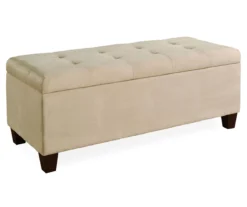Erin Beige Padded Shoe Storage Ottoman