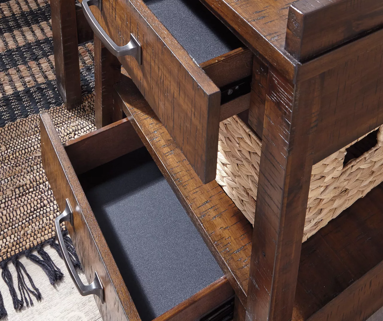 Baldridge Rustic Brown 2-Drawer Rolling Printer Stand - Image 2