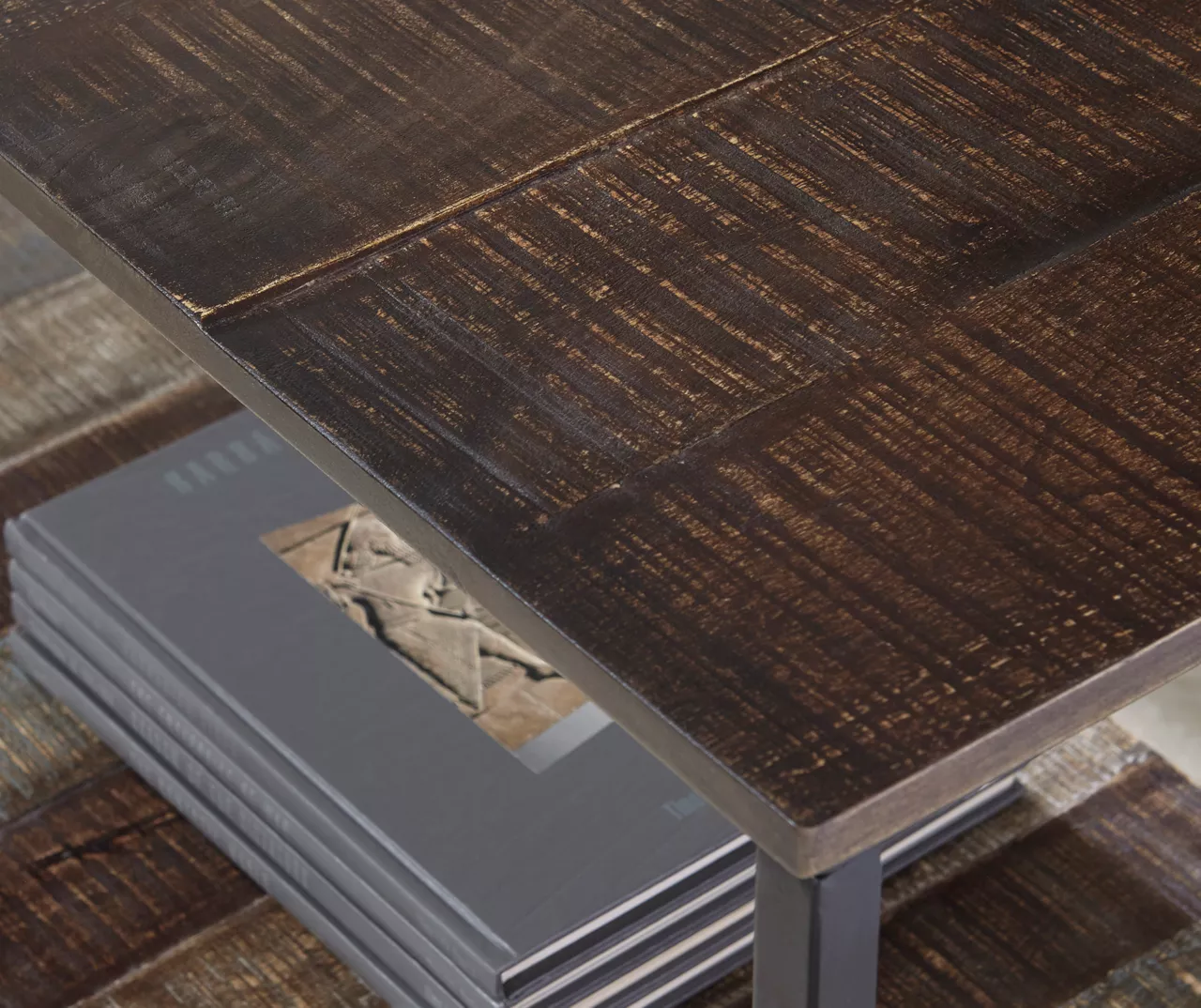 Lamoney Gray, White & Brown Slat Console Table - Image 5