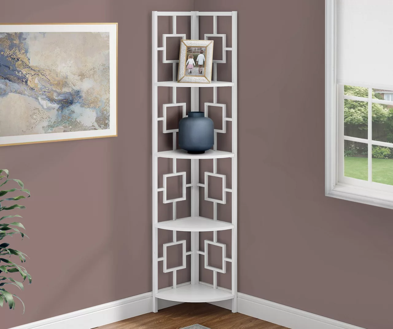 White Square 4-Shelf Corner Bookcase - Image 2