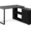 Gray & Black L-Shaped 3-Drawer Computer Desk