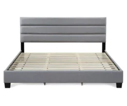 Gray Hudson King Upholstered Linen Fabric Bed