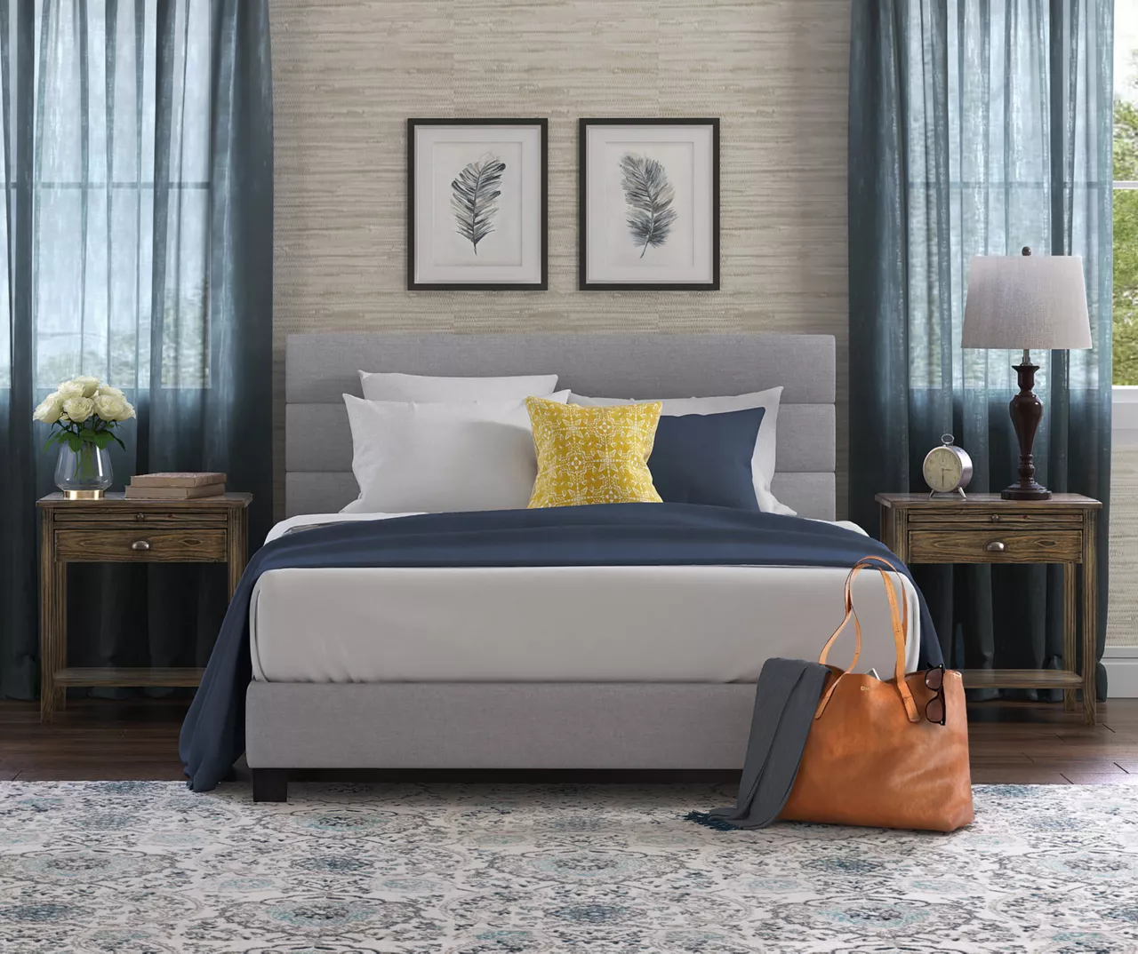 Gray Hudson King Upholstered Linen Fabric Bed - Image 13