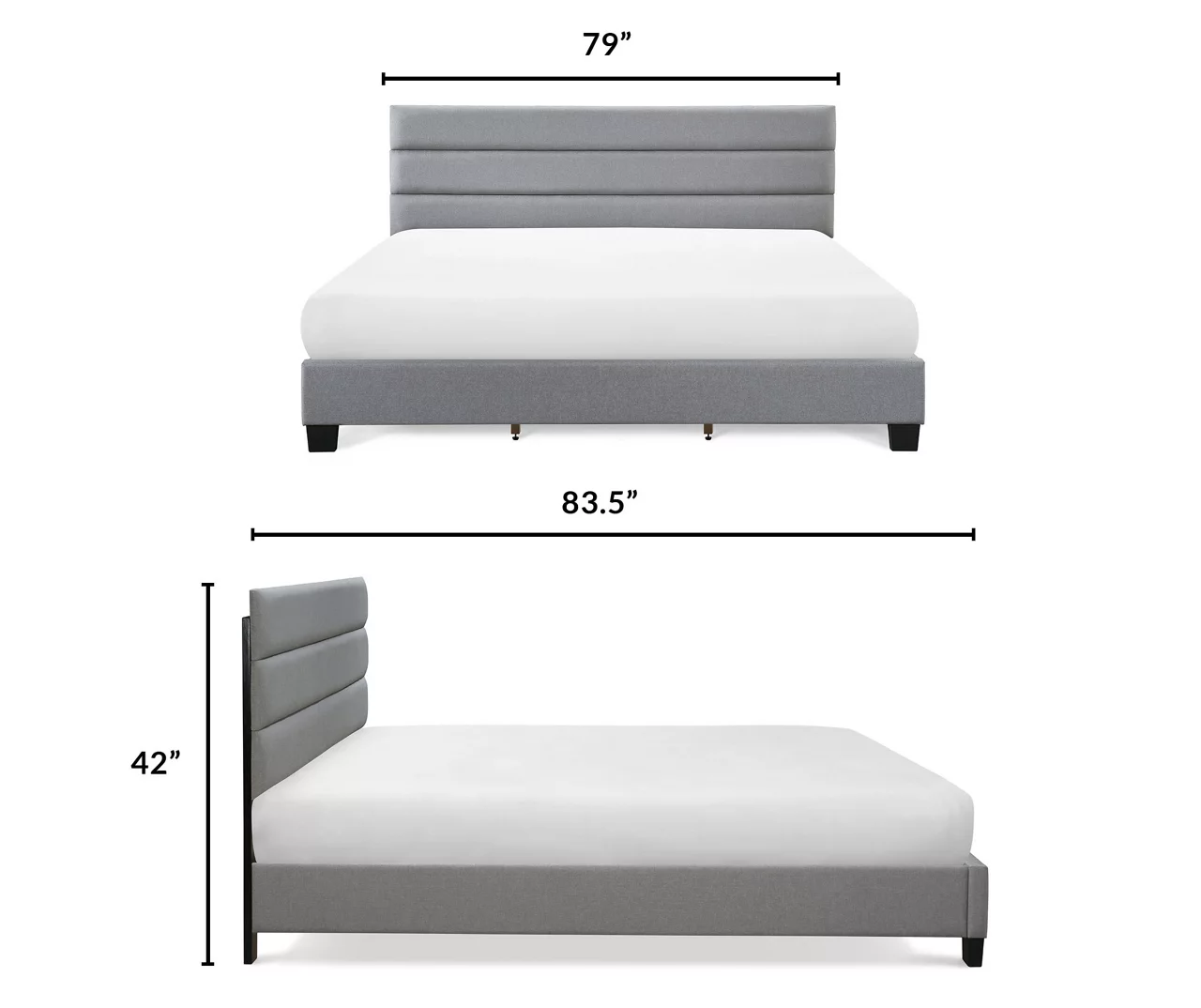 Gray Hudson King Upholstered Linen Fabric Bed - Image 12