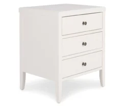 White Finley Wood 3-Drawer Nightstand