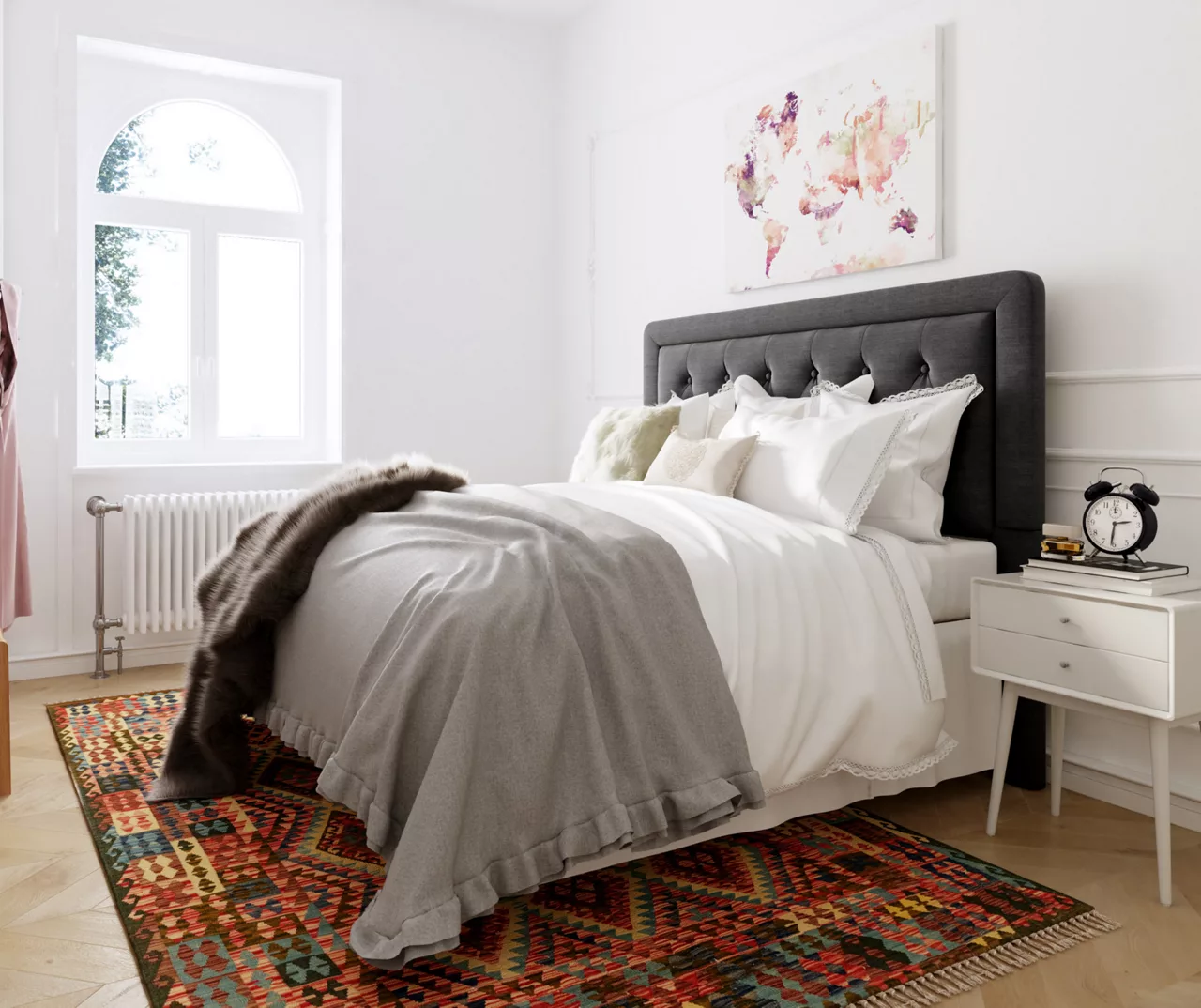 Charcoal Gray Amery Upholstered King Headboard - Image 7