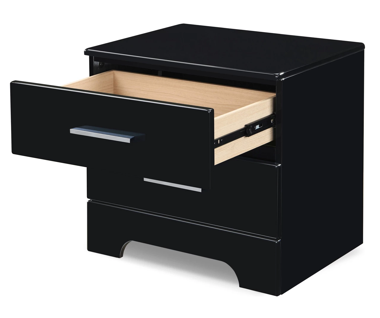 Black Hudson 2-Drawer Wood Nightstand - Image 3