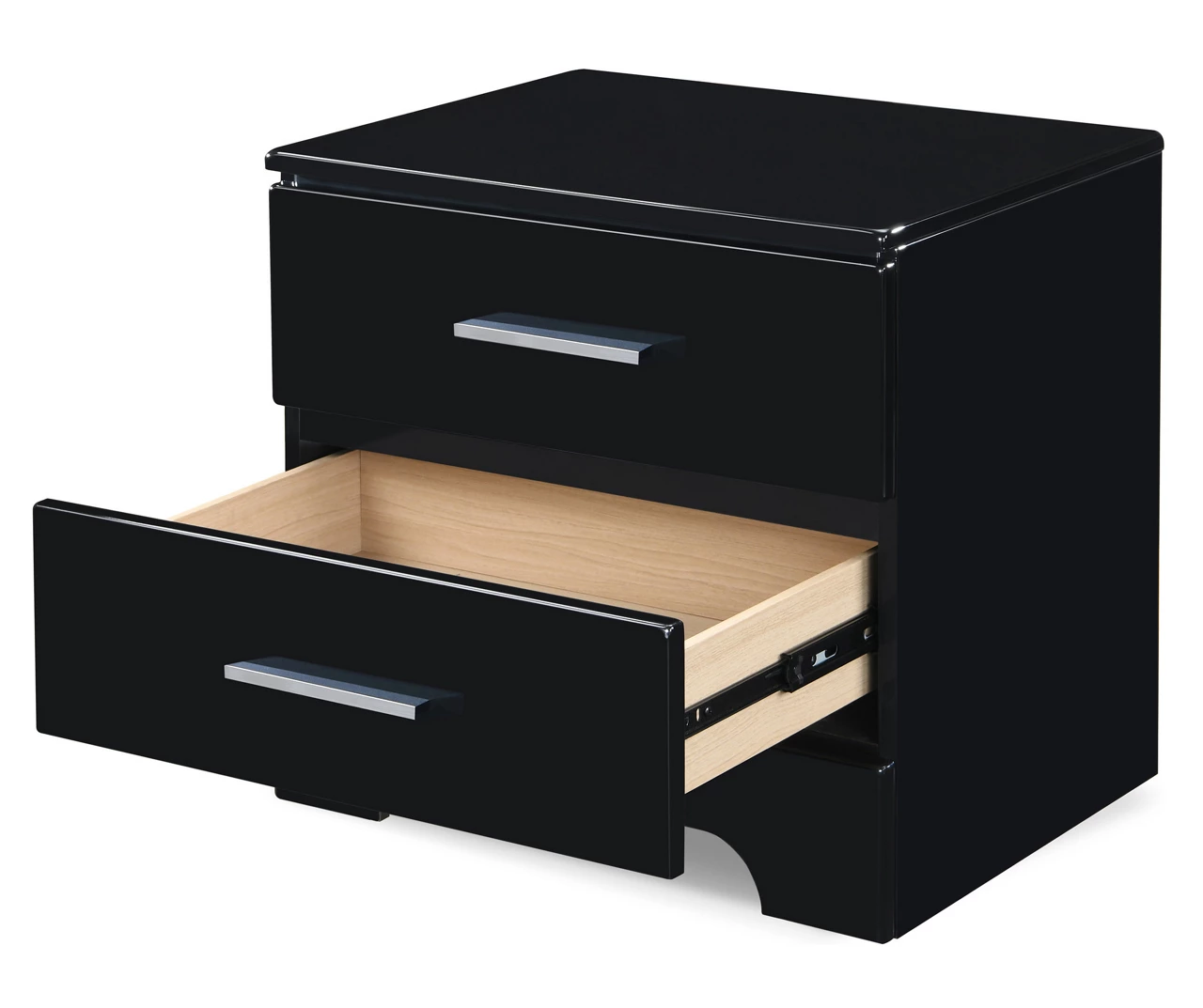 Black Hudson 2-Drawer Wood Nightstand - Image 4