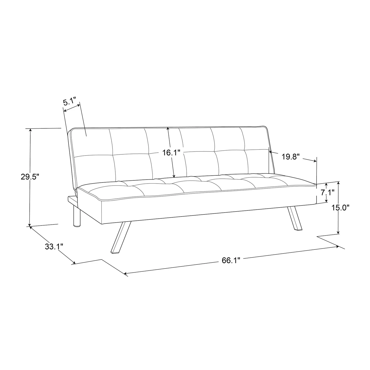 Corey Black Convertible Sofa - Image 11