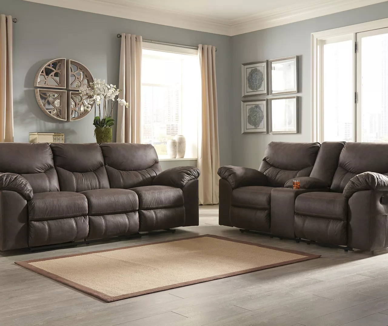 Boxberg Teak Faux Leather Reclining Sofa - Image 5
