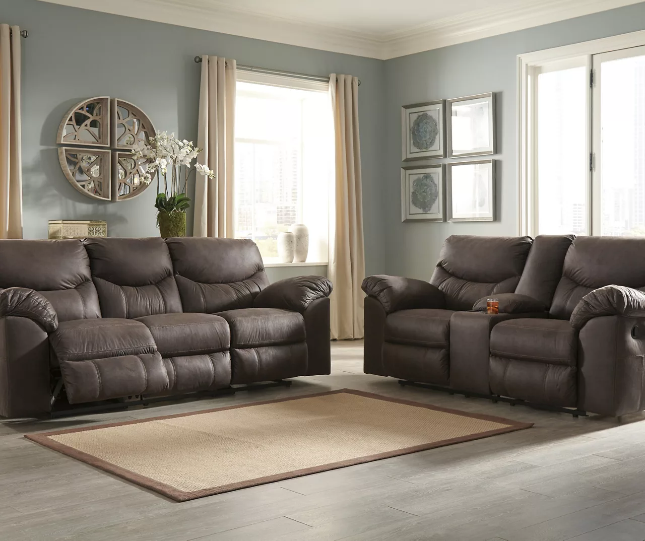 Boxberg Teak Faux Leather Reclining Sofa - Image 6