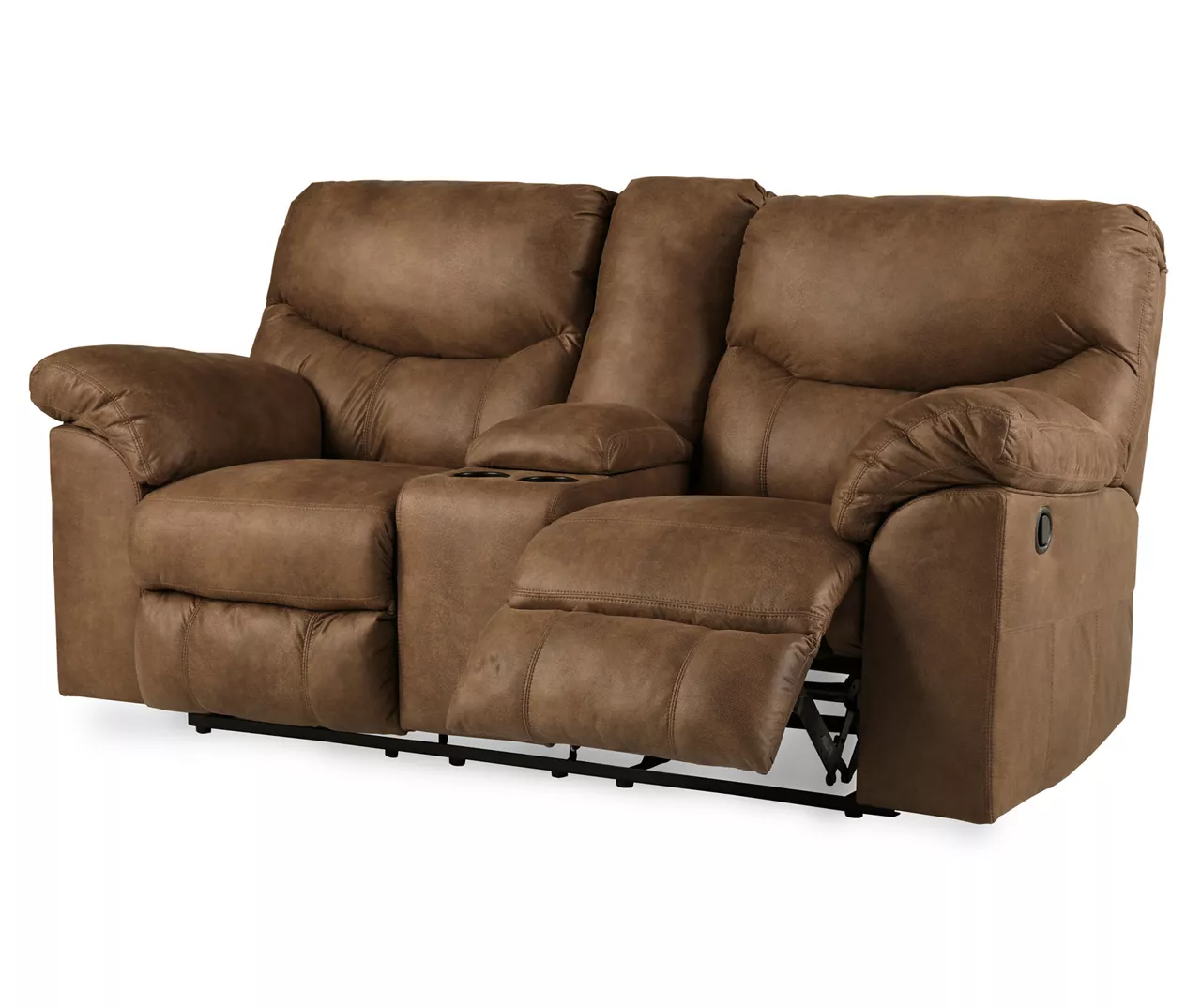 Boxberg Bark Faux Leather Reclining Console Loveseat - Image 4