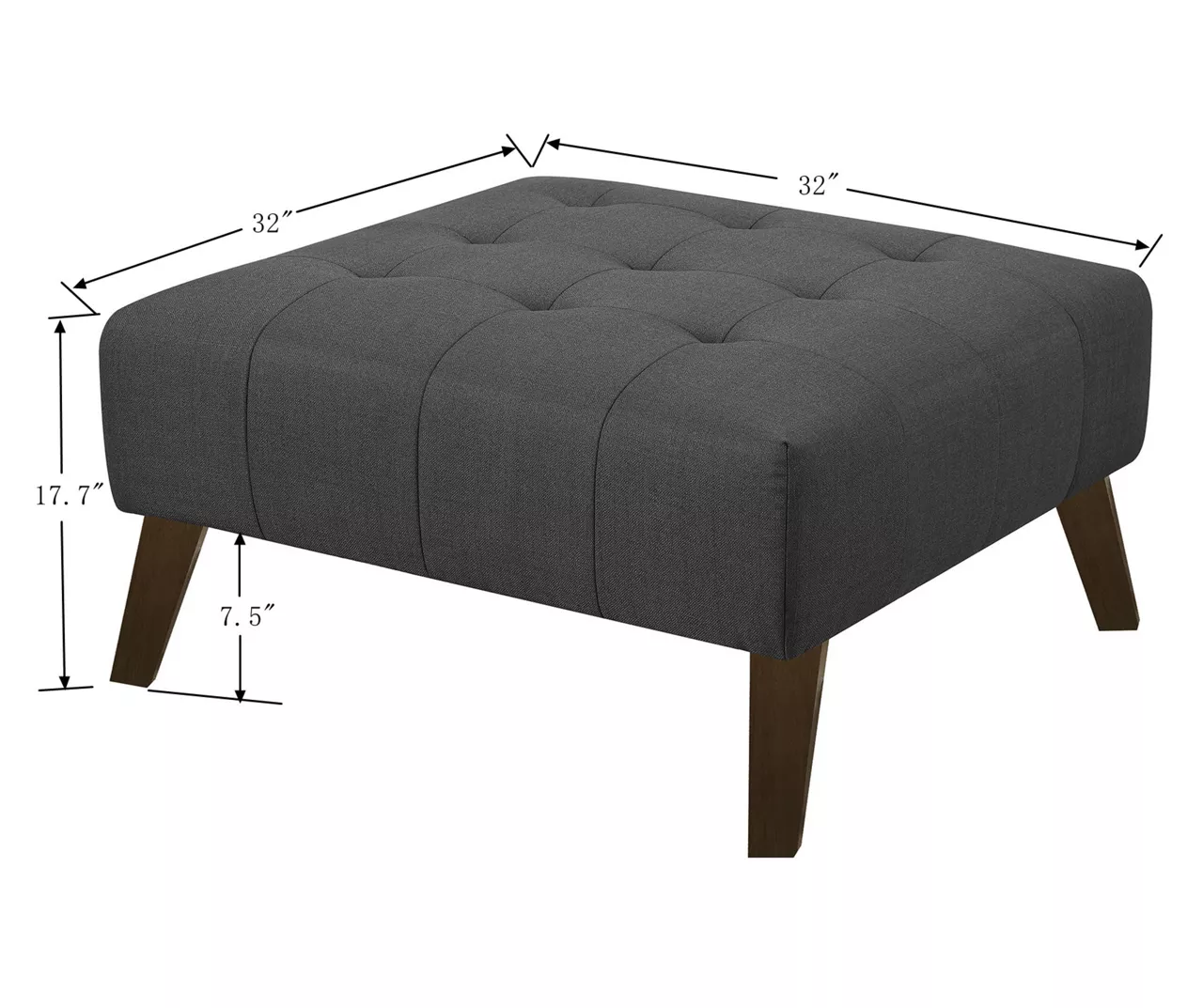 Jasper Charcoal Pebble Square Ottoman - Image 6