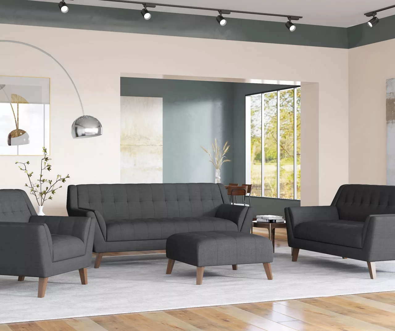 Jasper Charcoal Pebble Square Ottoman - Image 3