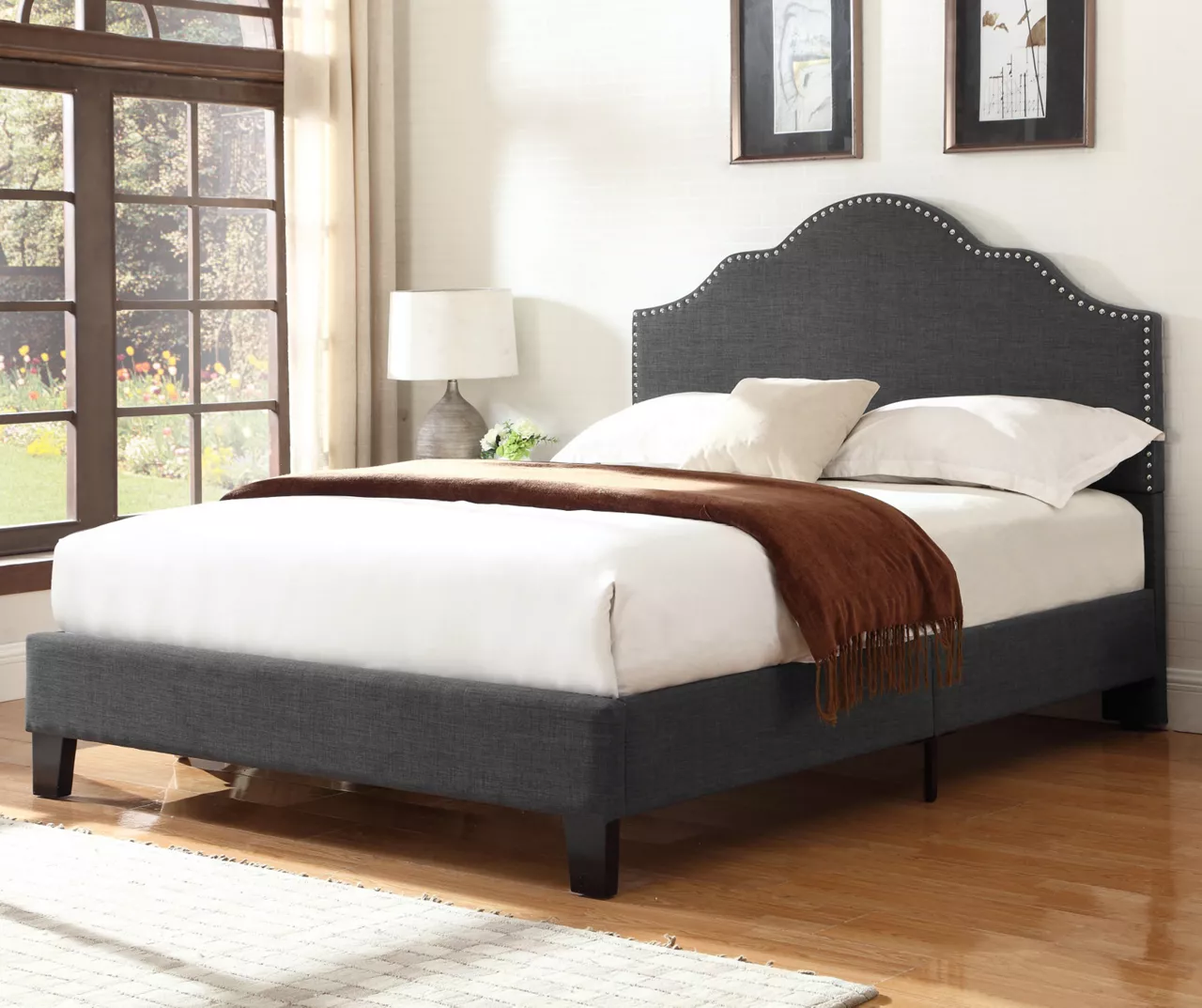 Lombard Charcoal Gray Queen Upholstered Bed - Image 4