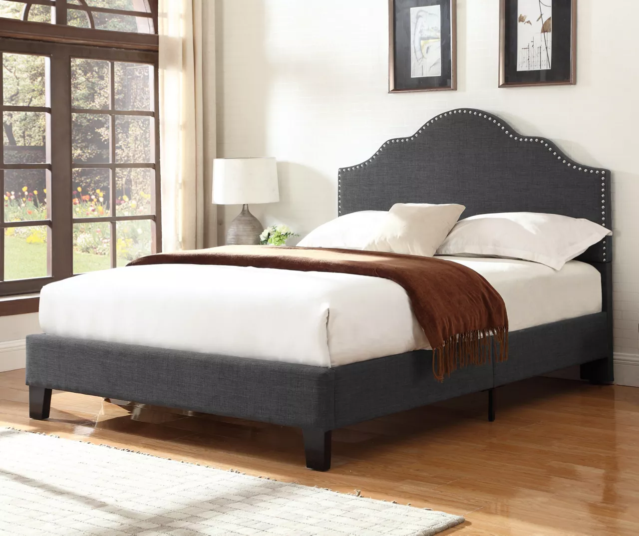 Lombard Charcoal Gray California King Upholstered Bed - Image 4