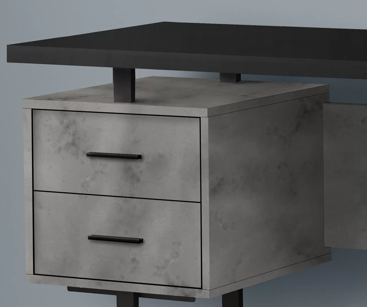 60" Concrete Gray & Black Floating Desk - Image 3