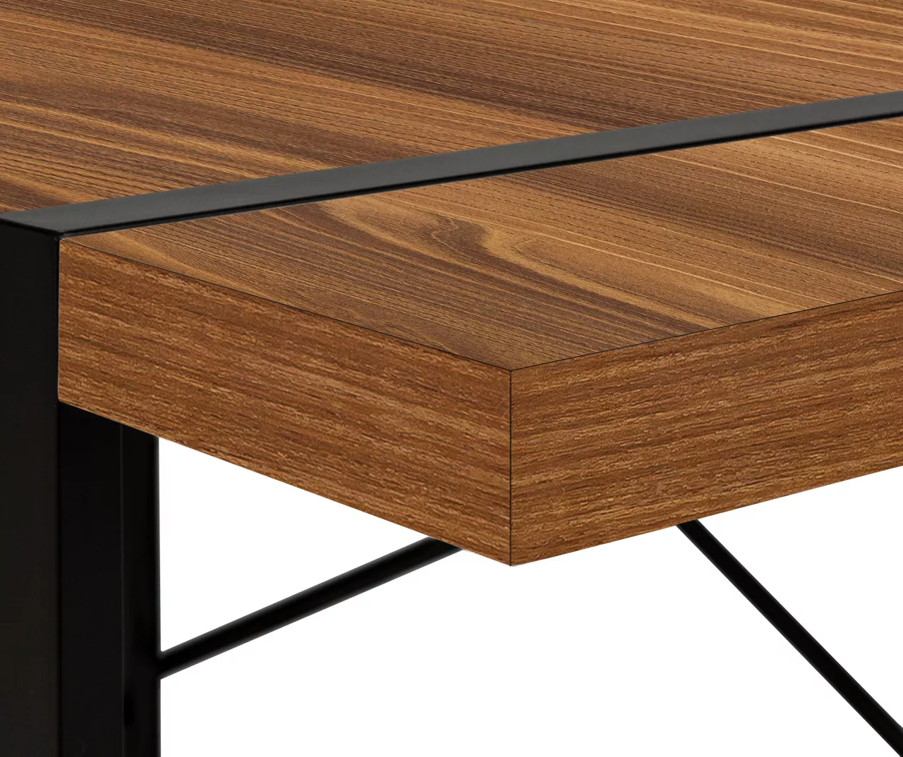 Walnut Wood Look Thick Panel Computer Desk - Image 7