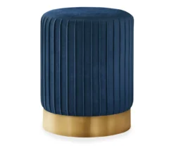 Pleated Velvet Upholstered Ottoman