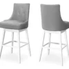 45.5" Gray Button Tufted Faux Leather Swivel Bar Stools, 2-Pack