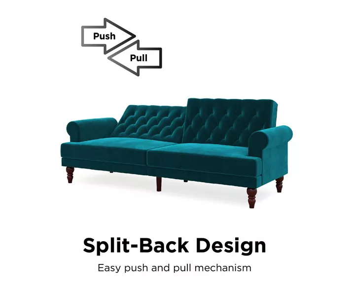 Cassidy Green Velvet Convertible Sleeper Futon - Image 6