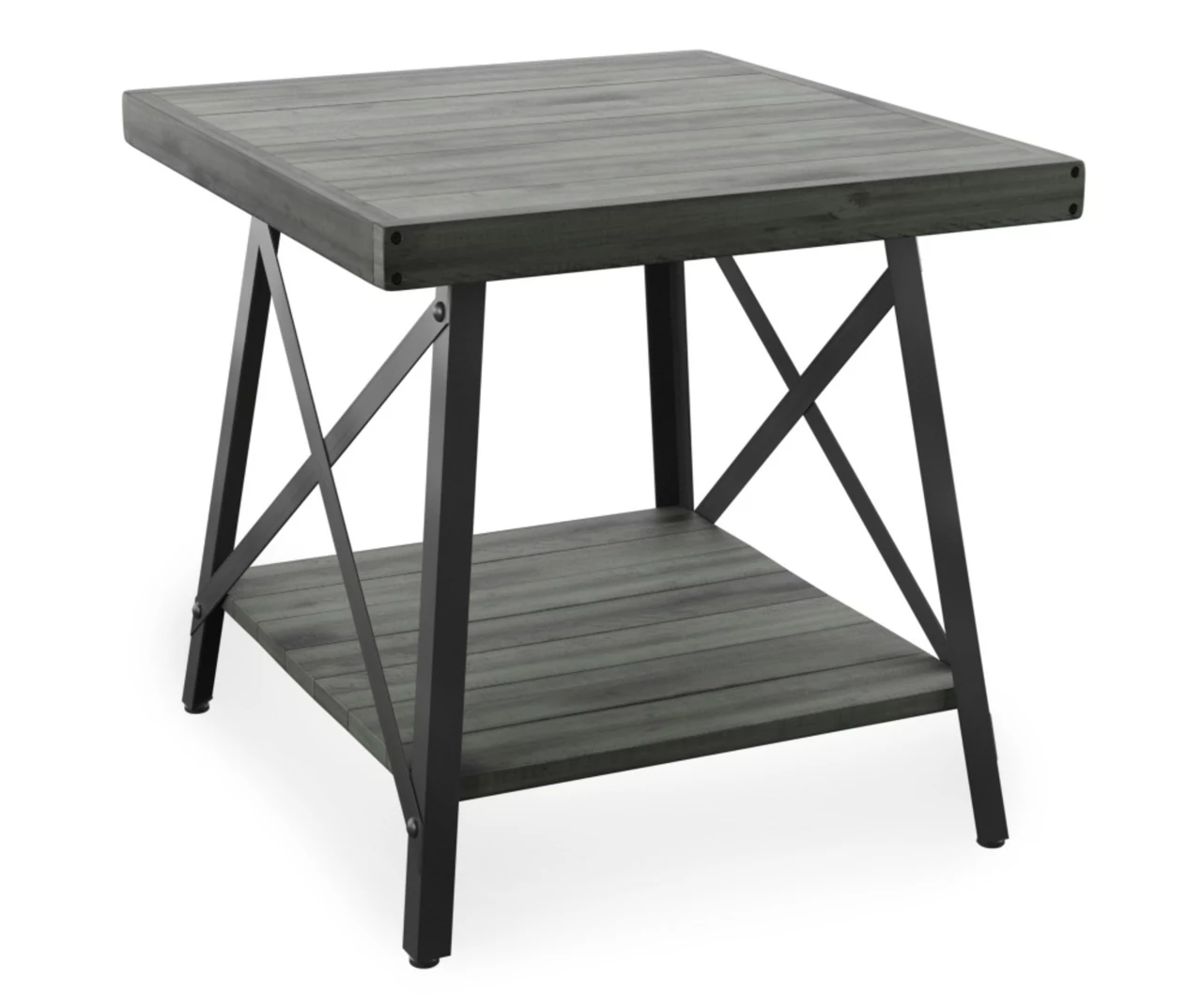 Pomona Gray & Steel Gray 24" Wood Open-Shelf End Table