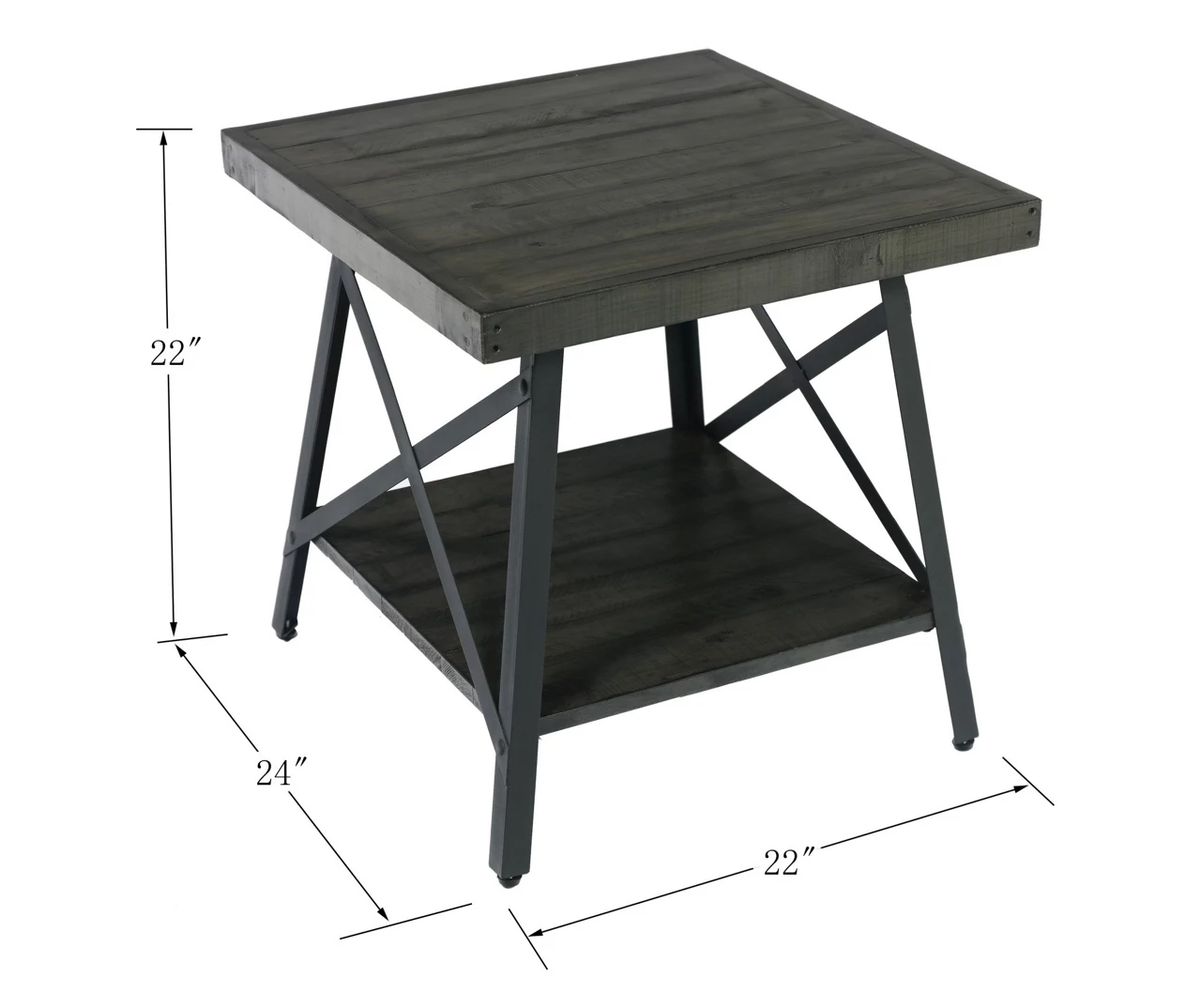 Pomona Gray & Steel Gray 24" Wood Open-Shelf End Table - Image 8