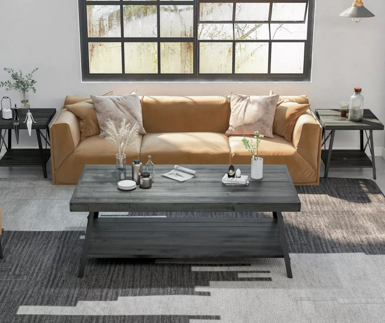 Pomona Gray & Steel Gray 24" Wood Open-Shelf End Table - Image 5