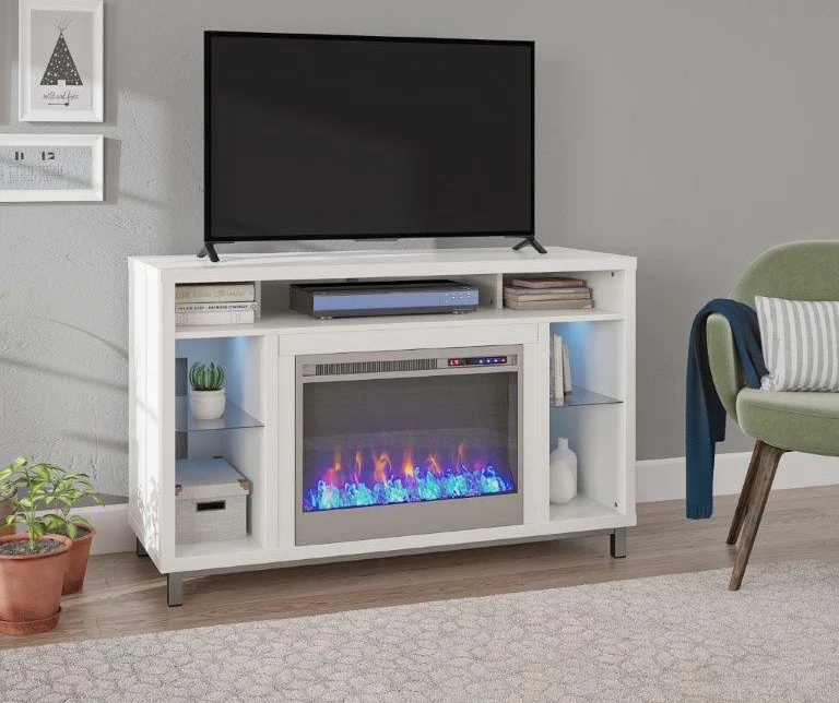 48" Intrepid White Electric Fireplace Console - Image 3