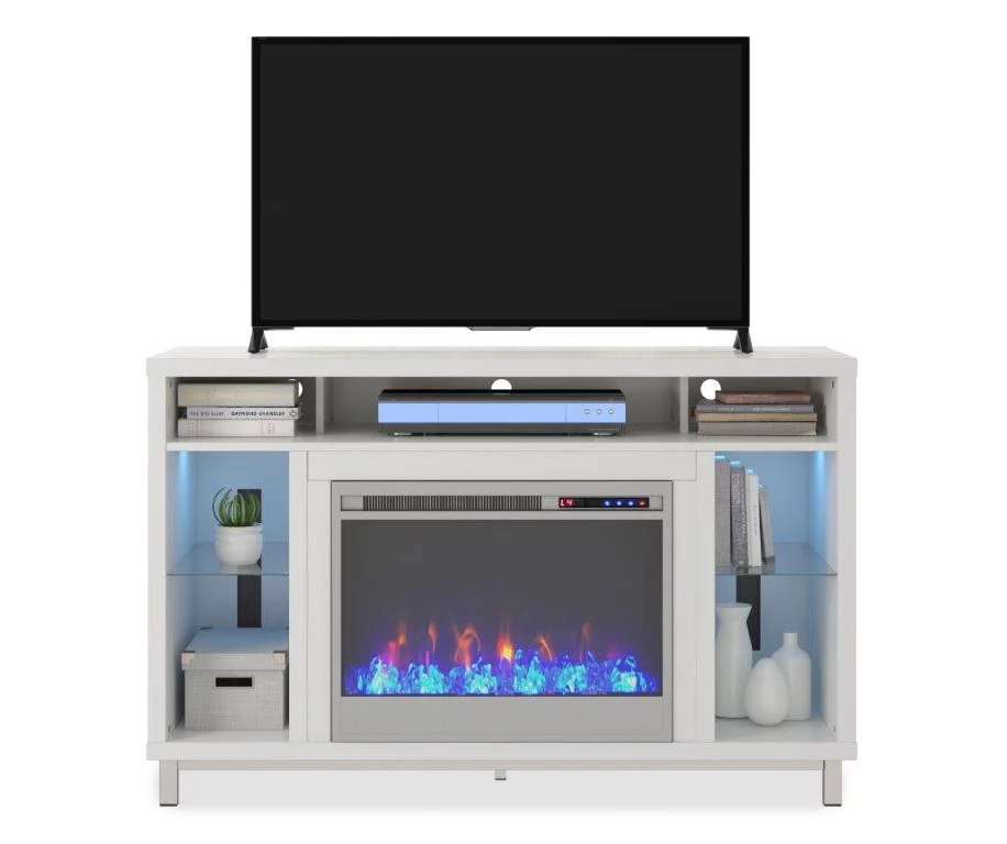 48" Intrepid White Electric Fireplace Console - Image 2