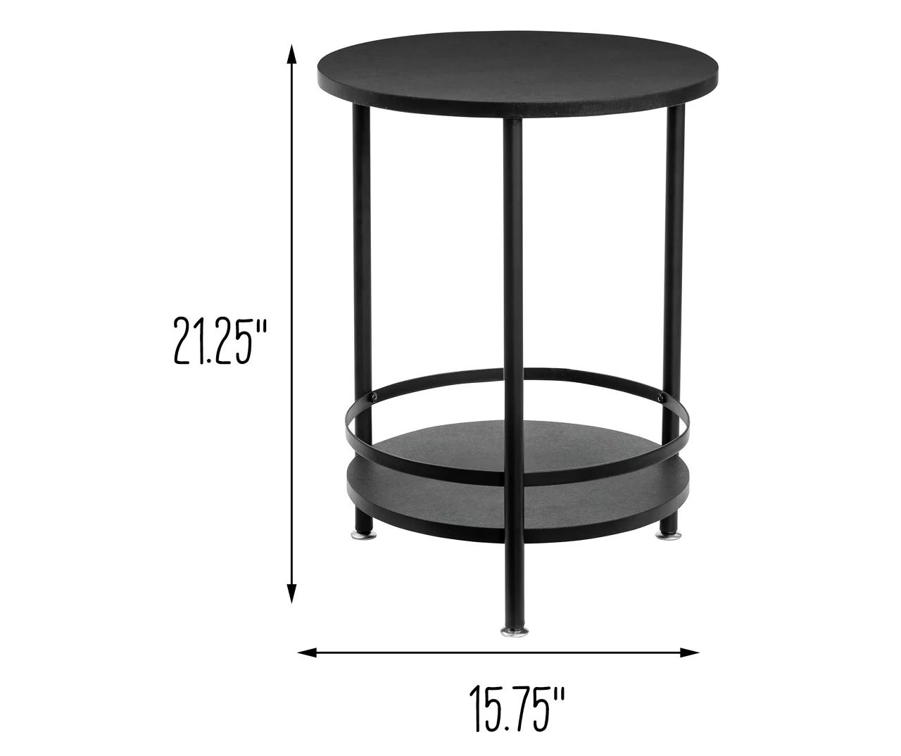 Black Round 2-Tier Side Table - Image 5