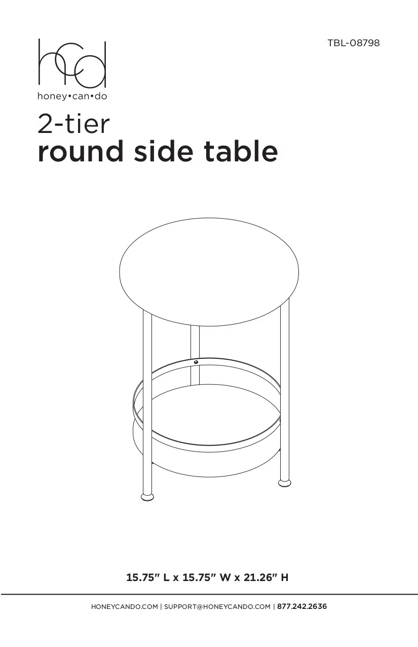 Black Round 2-Tier Side Table - Image 6