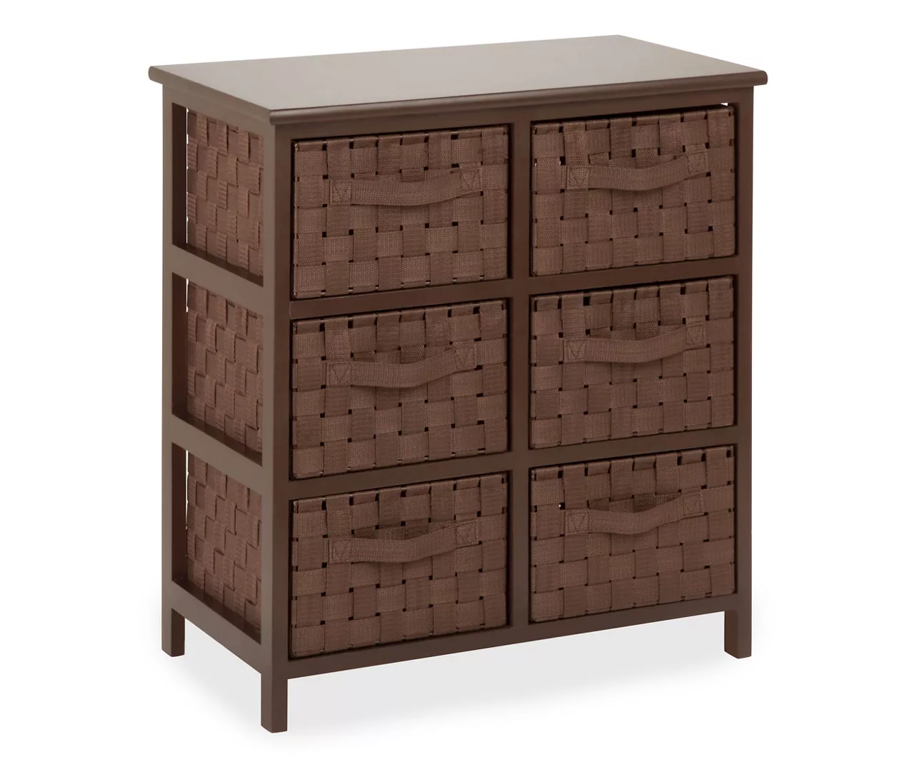 Brown 6-Drawer Woven Strap Chest - Image 3