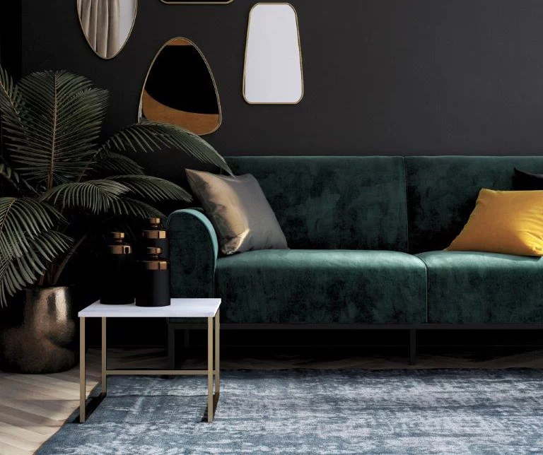 CosmoLiving Adley Teal Velvet Coil Convertible Sleeper Futon - Image 4