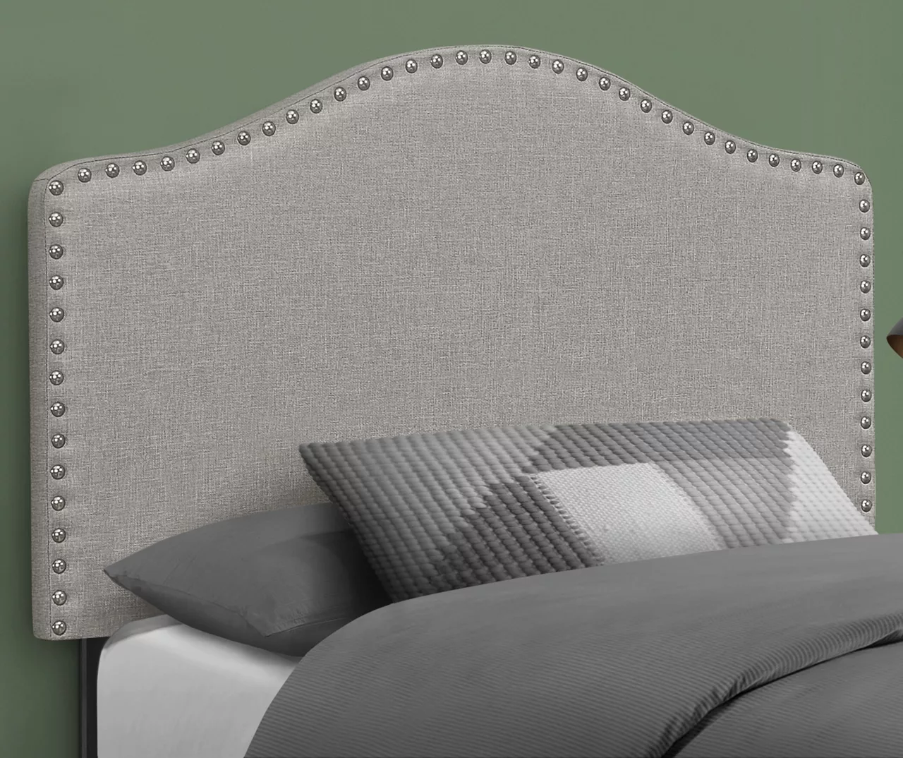 Monarch Linen Nailhead Trim Headboard