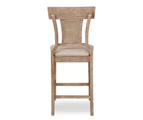 Ryder Gray Wash Upholstered Woven Rattan Counter Stool - Image 3