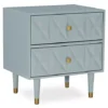 Urban Fresh Gray & Gold 2-Drawer Textured Geometric Nightstand