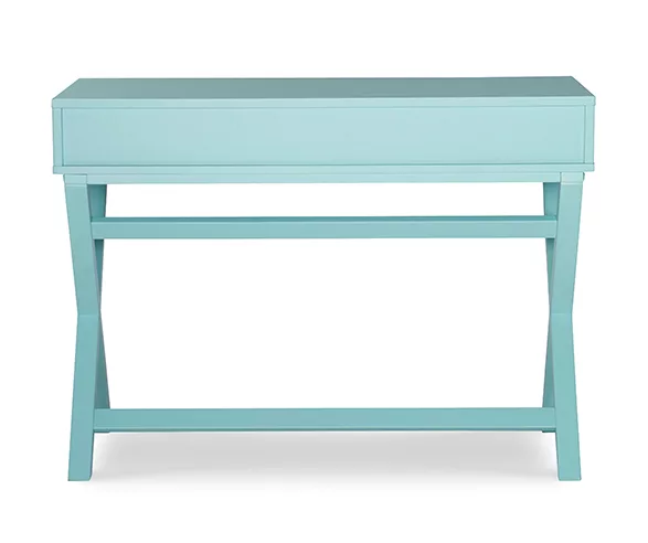 Kari Turquoise 2-Drawer Wooden X-Frame Desk - Image 3
