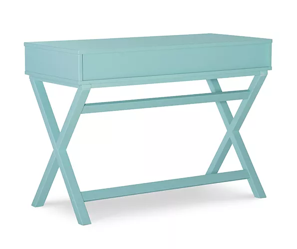 Kari Turquoise 2-Drawer Wooden X-Frame Desk - Image 4