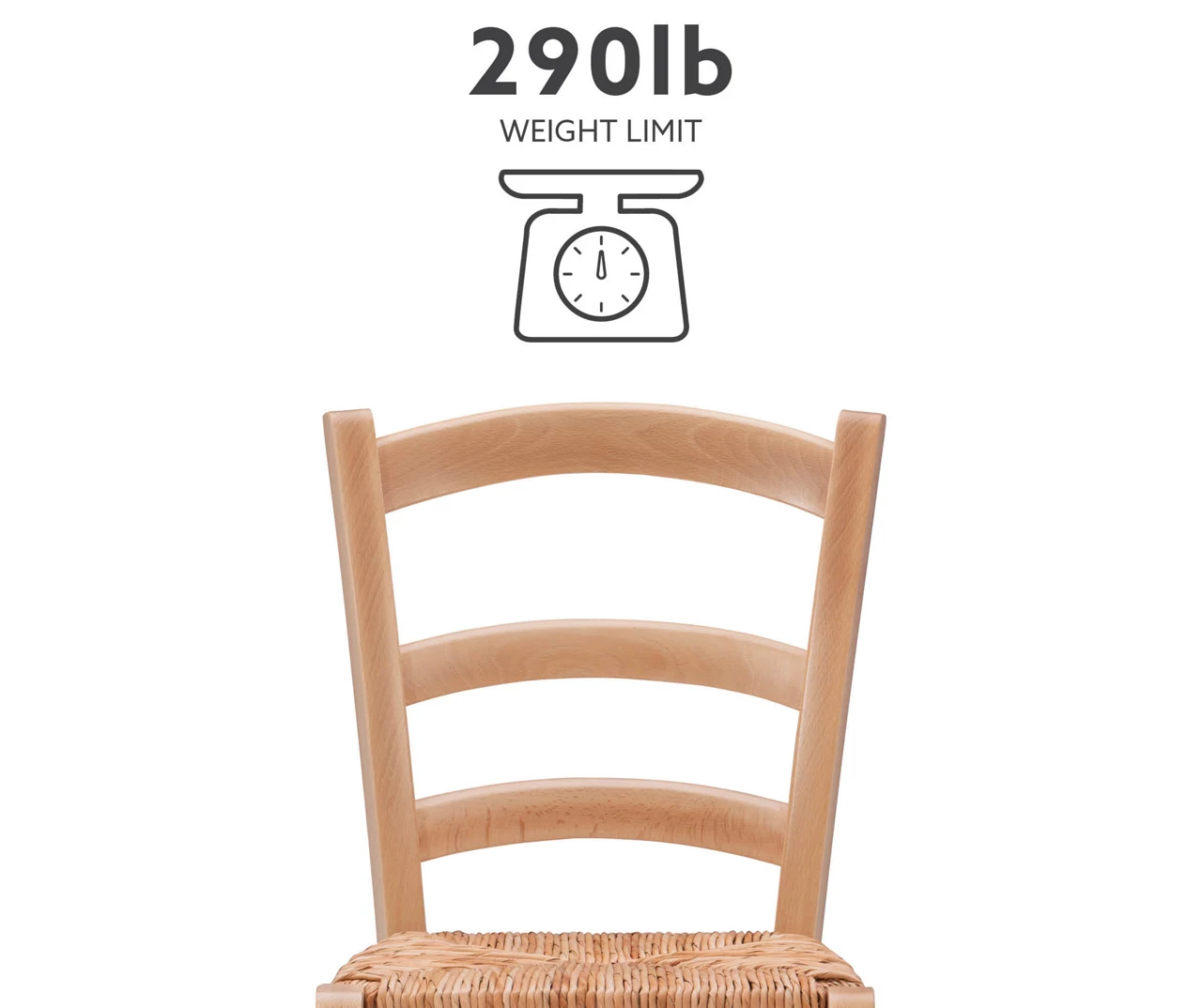 Bordeaux Natural Handwoven Ladder Back Side Chairs, 2-Pack - Image 5