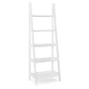 Boston White Wood 5-Shelf Ladder Bookcase